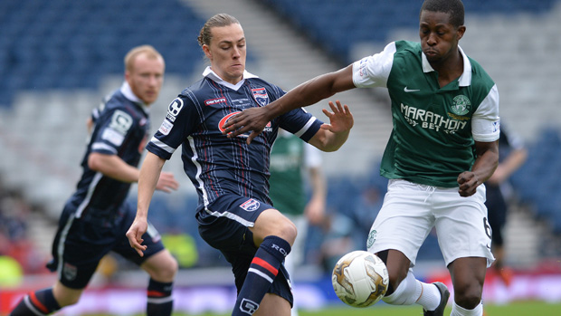 Jackson Irvine set up the first goal in Ross County's 2-1 League Cup win over Hibernian.