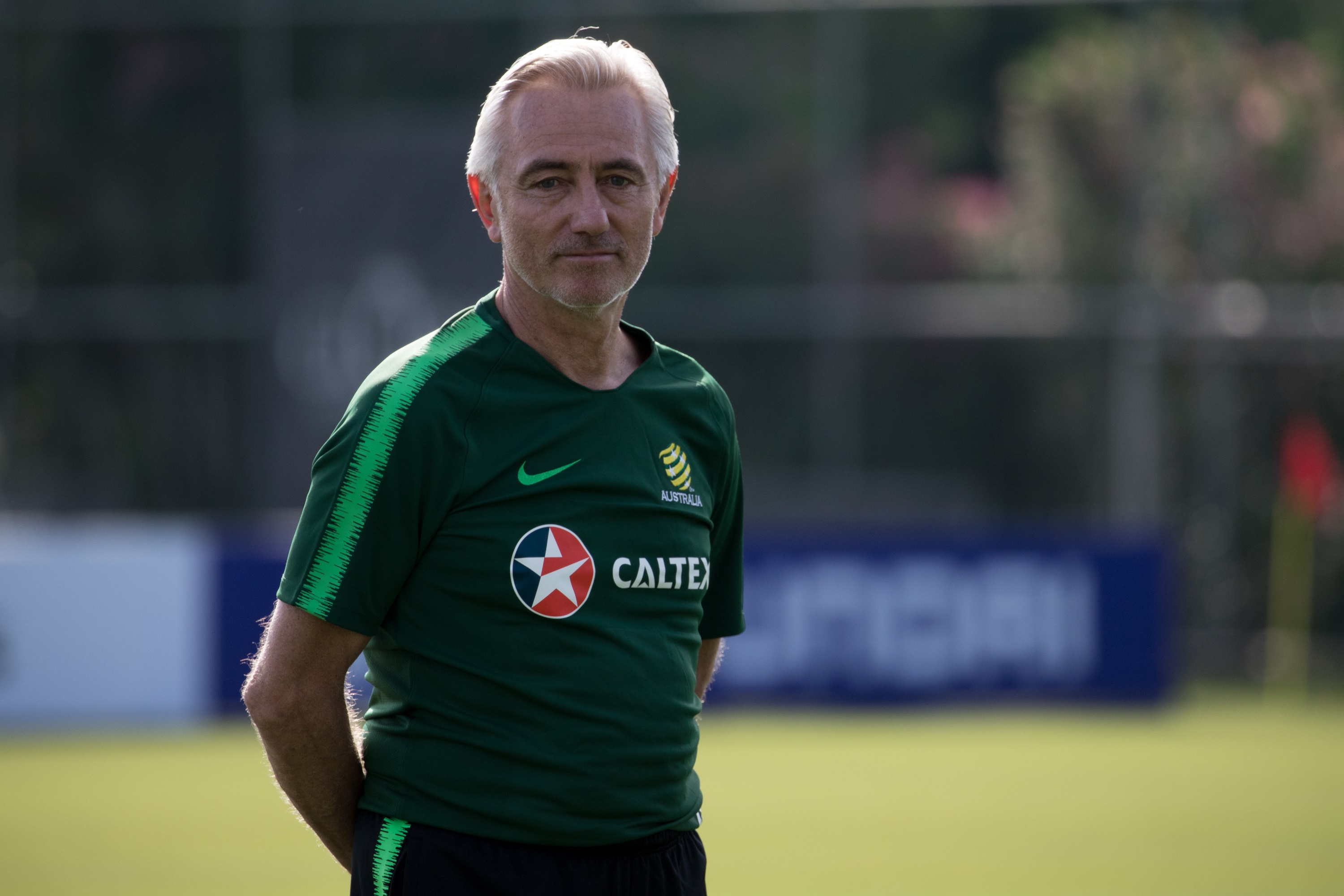 Bert van Marwijk watches on during training