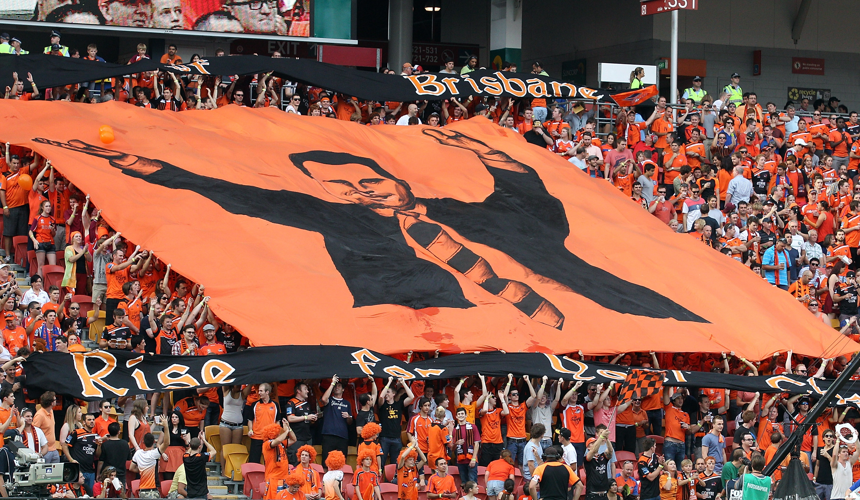 Brisbane Roar fans and their Ange tifo