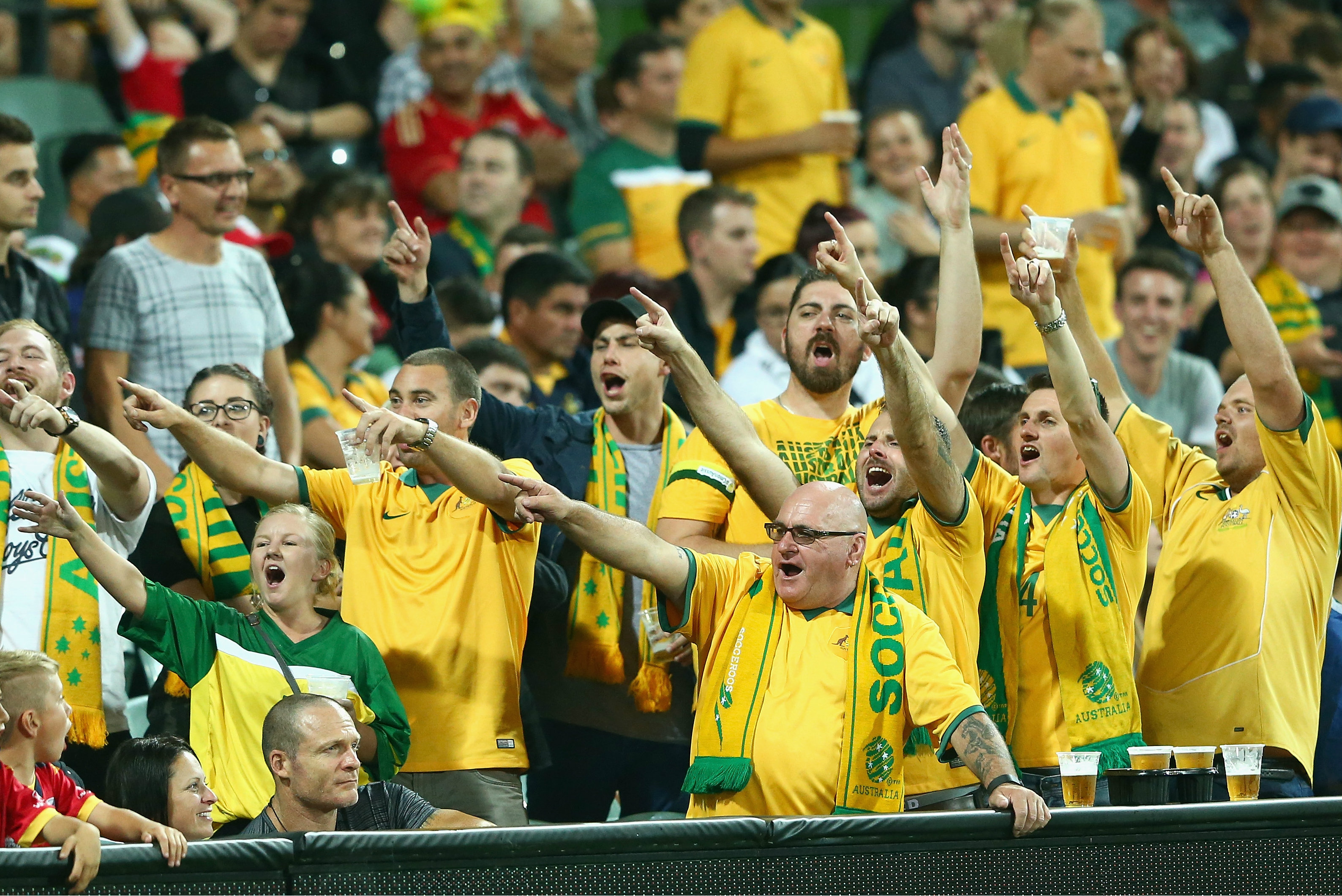 Fans get behind the Caltex Socceroos. Fans get behind the Caltex Socceroos.