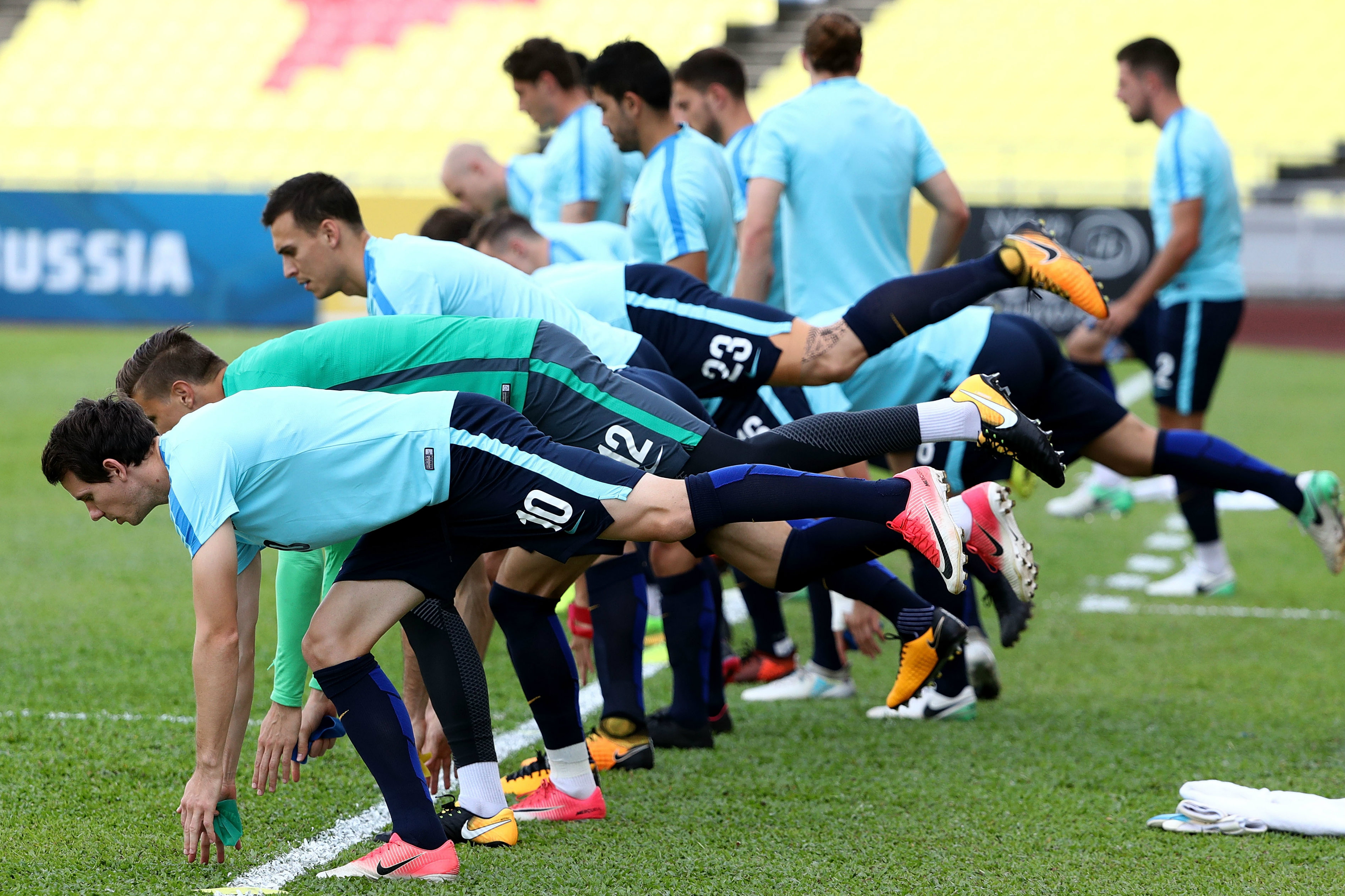 Caltex Socceroos in training.
