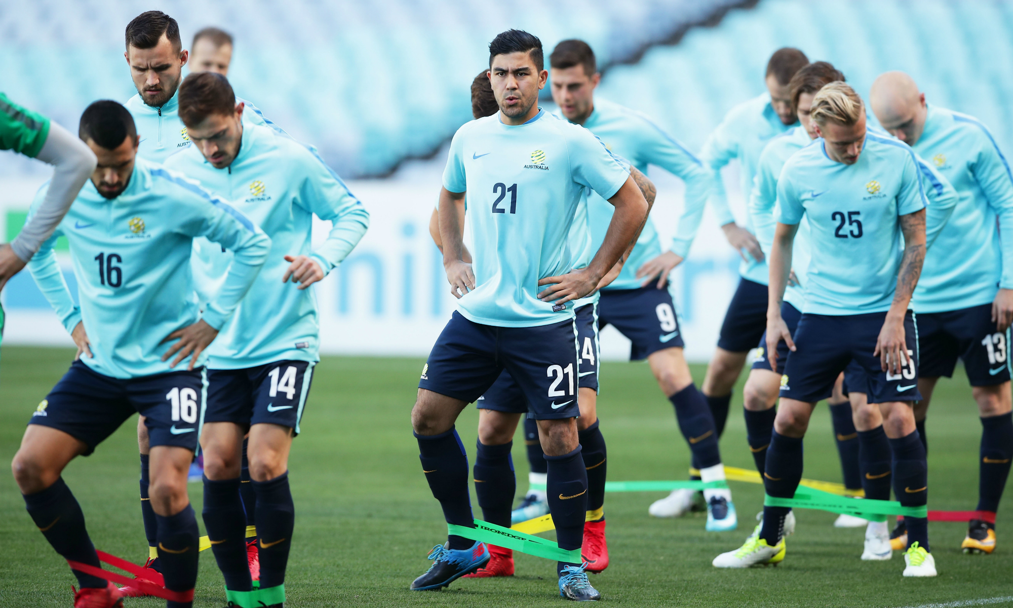 Socceroos stretching