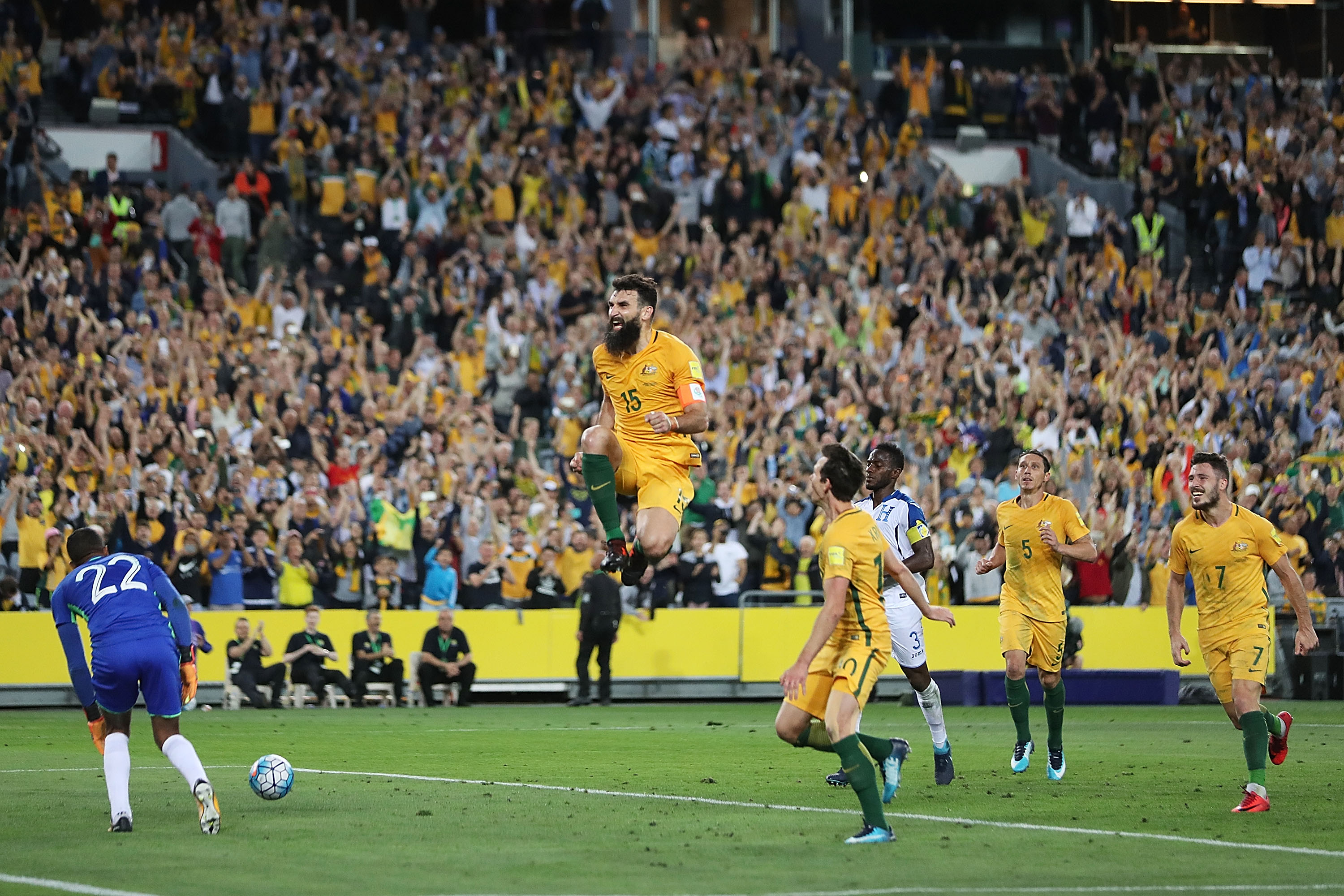Mile Jedinak celebrates