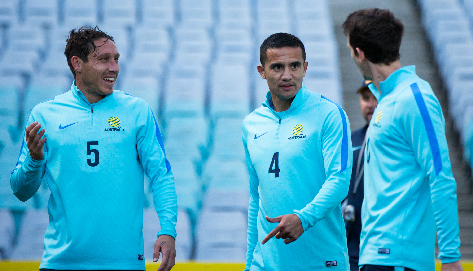 Mark Milligan, Tim Cahill and Robbie Kruse