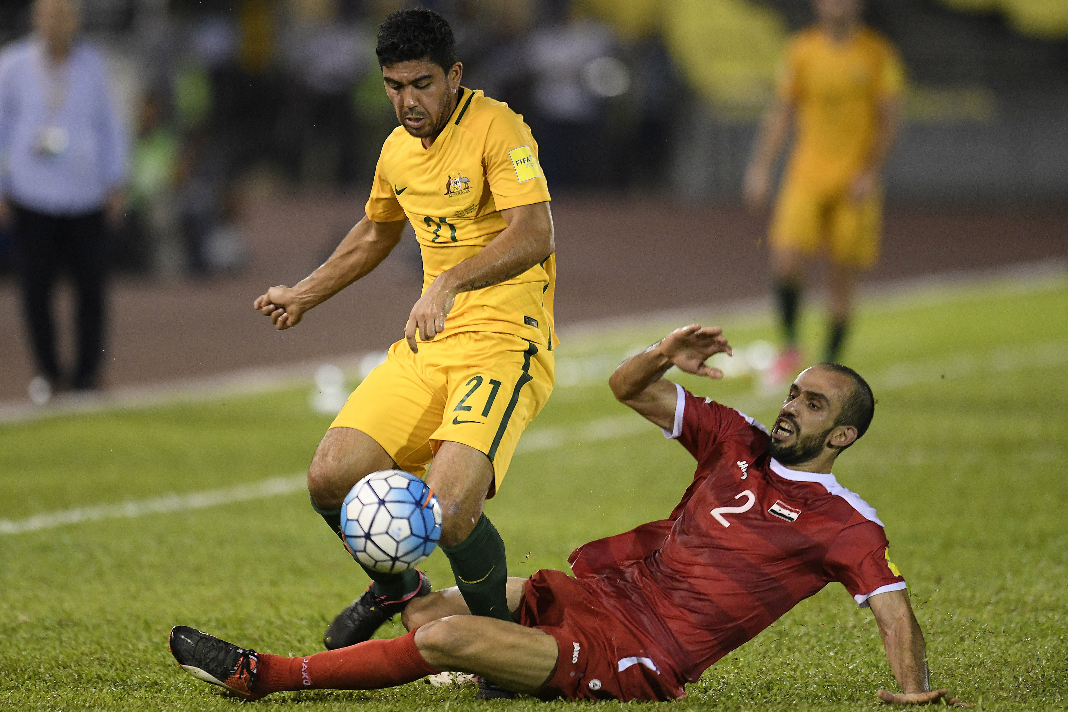 Massimo Luongo on the ball during the tie against Syria. Massimo Luongo on the ball during the tie against Syria.