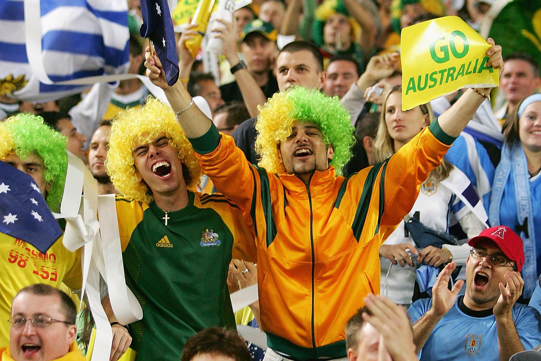 Socceroos fans at the 2005 World Cup qualifier against Uruguay.
