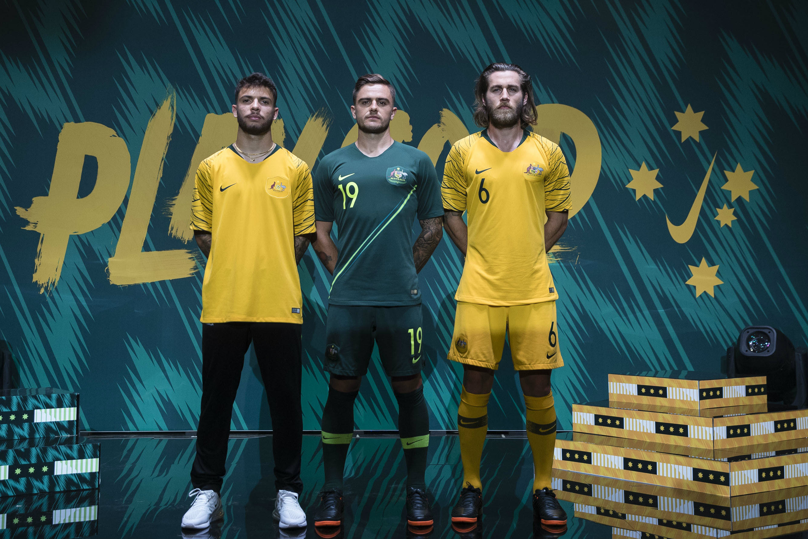 Daniel De Silva, Josh Risdon and Josh Brillante model the new playing kit. Daniel De Silva, Josh Risdon and Josh Brillante model the new playing kit.