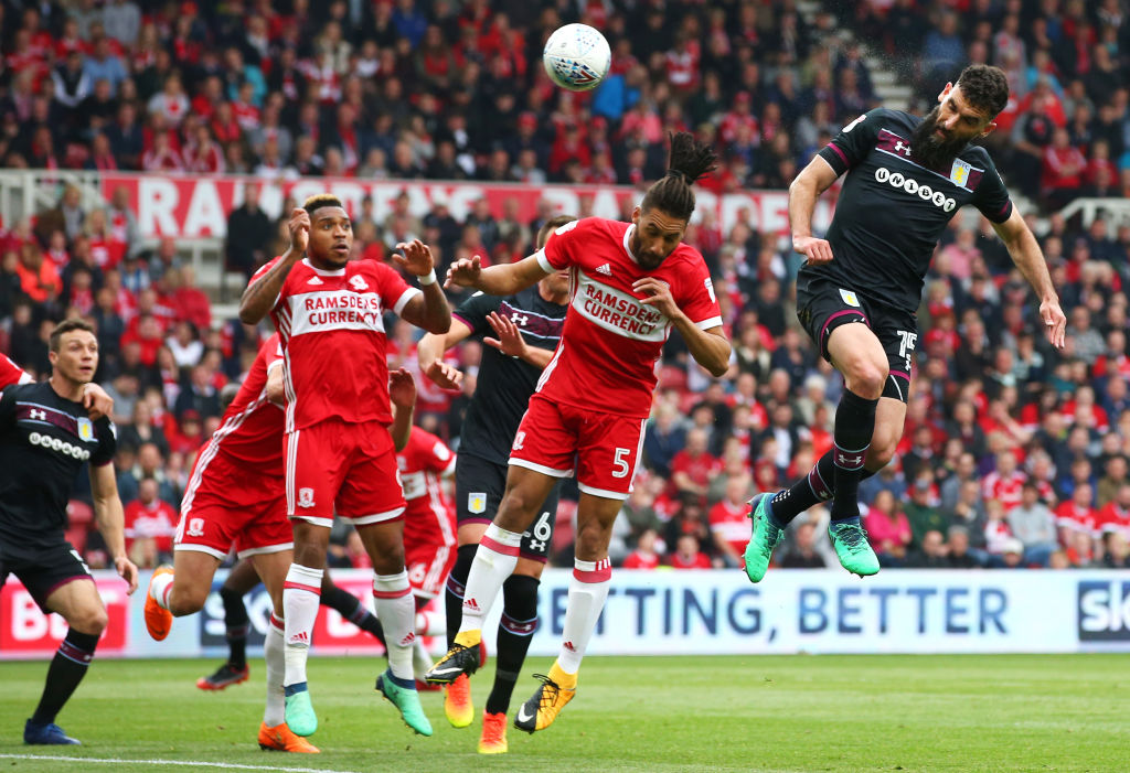 Mile Jedinak rises high to score for Aston Villa