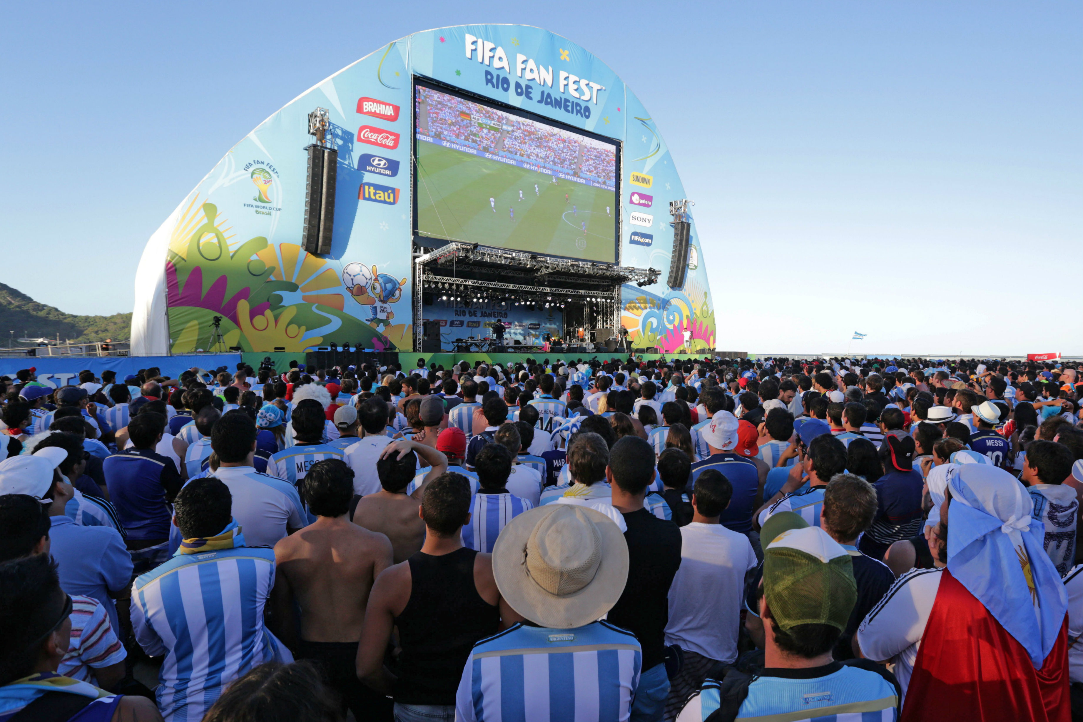 Argentina fans at the Rio De Janeiro Fan Fest. Argentina fans at the Rio De Janeiro Fan Fest.