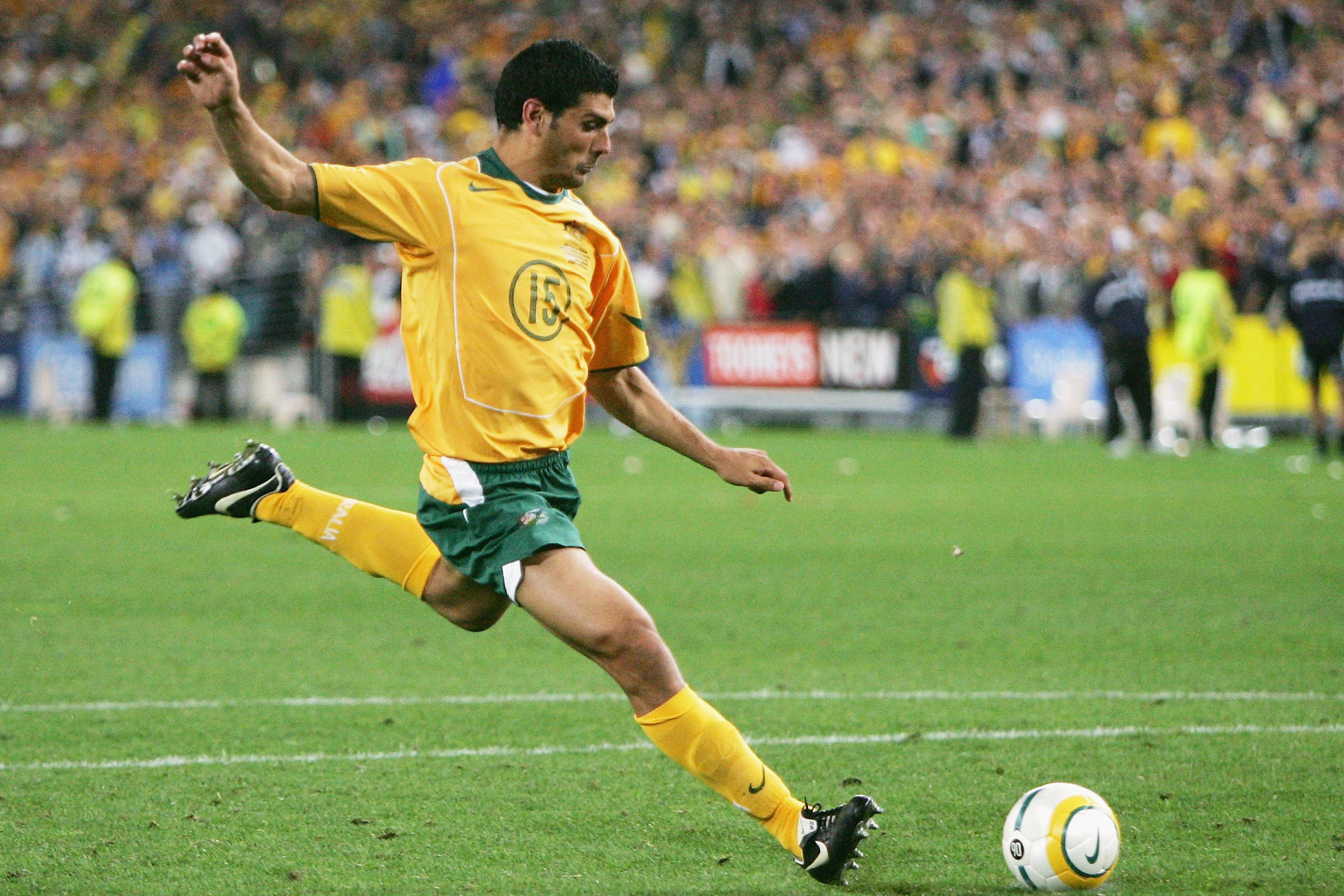 John Aloisi strikes the winning penalty against Uruguay to send Australia to the 2006 World Cup.