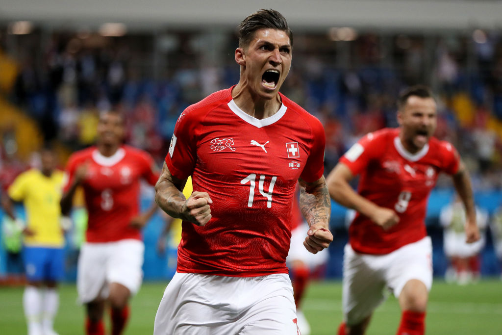 Steve Zuber celebrates his goal against Brazil Steve Zuber celebrates his goal against Brazil