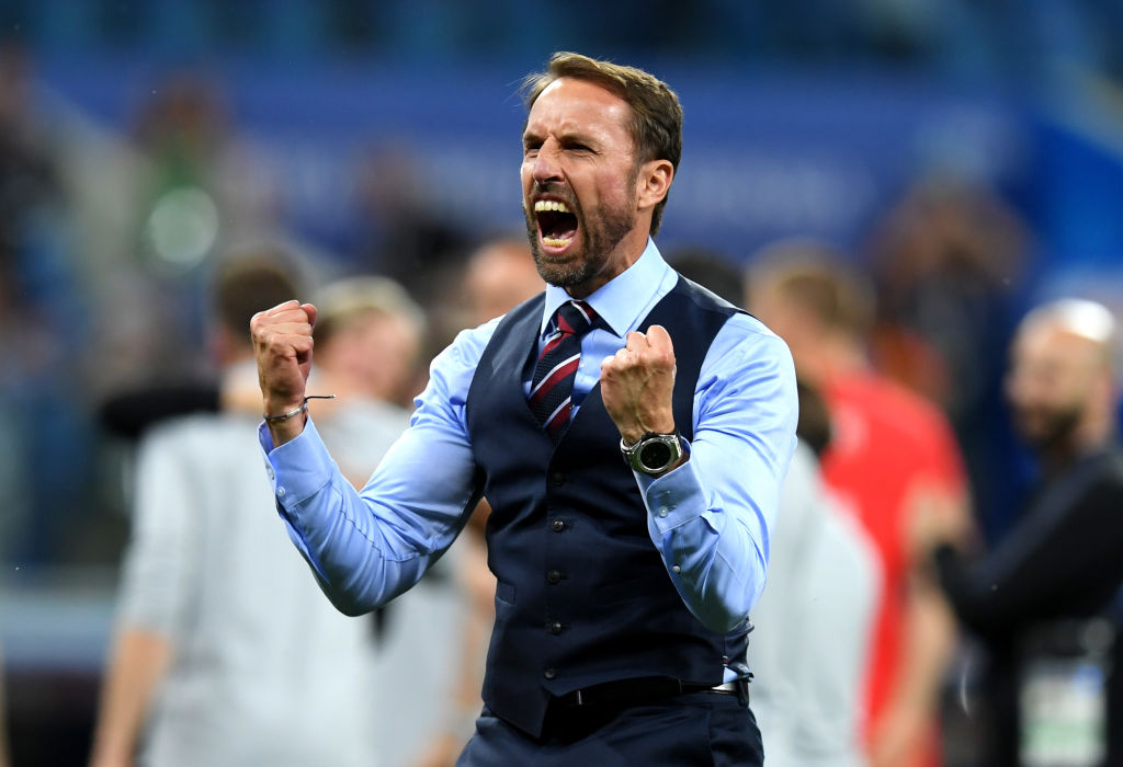 Gareth Southgate celebrates post game Gareth Southgate celebrates post game
