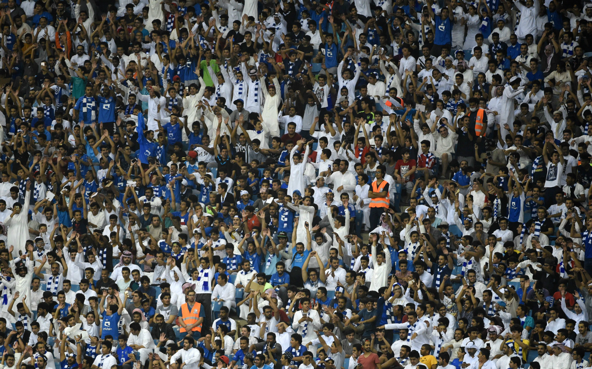 Al-Hilal fans celebrate their 2018 title victory Al-Hilal fans celebrate their 2018 title victory