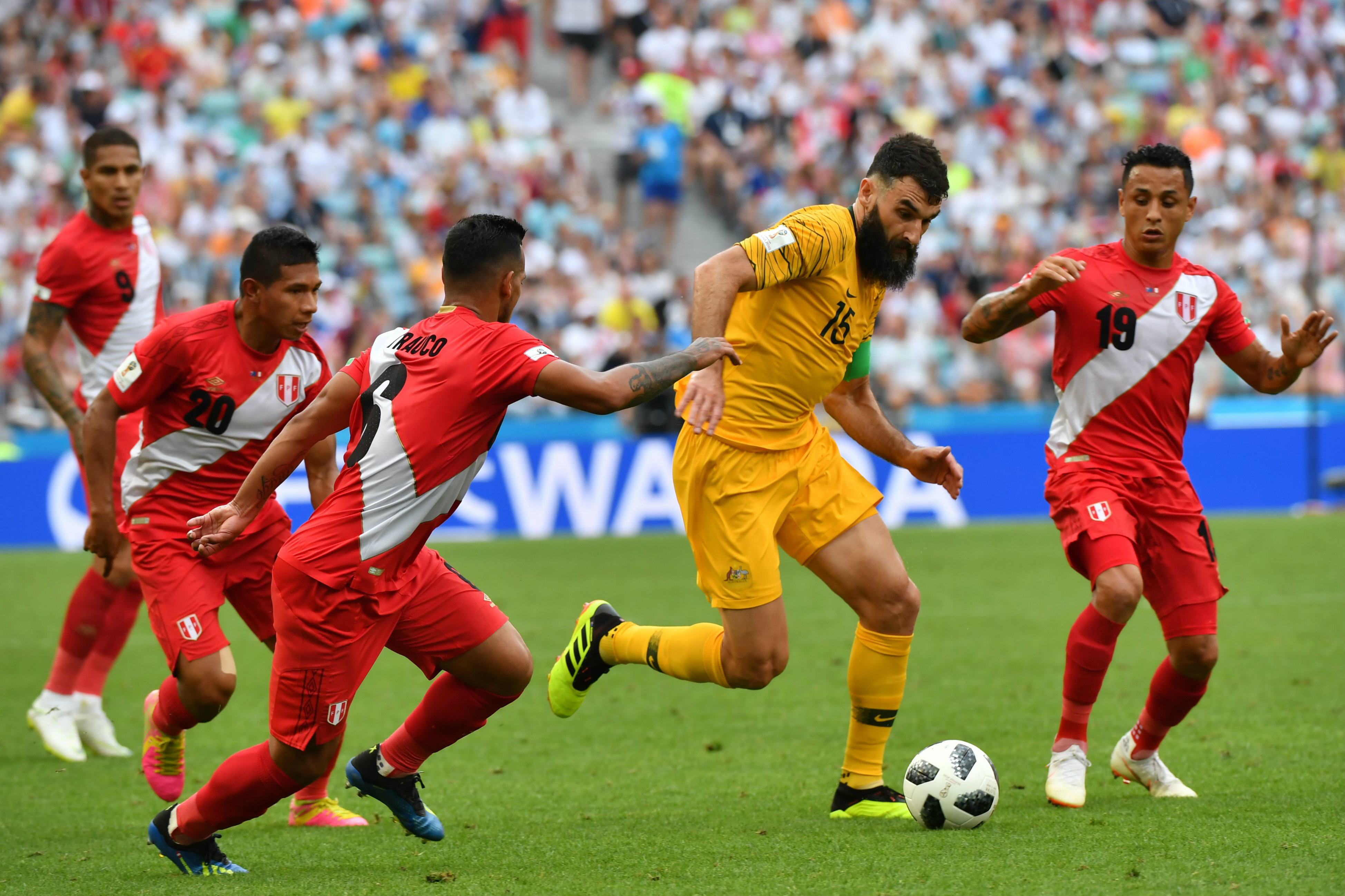 Jedinak's final appearance in the Green and Gold came against Peru in Australia's last group game in Russia.