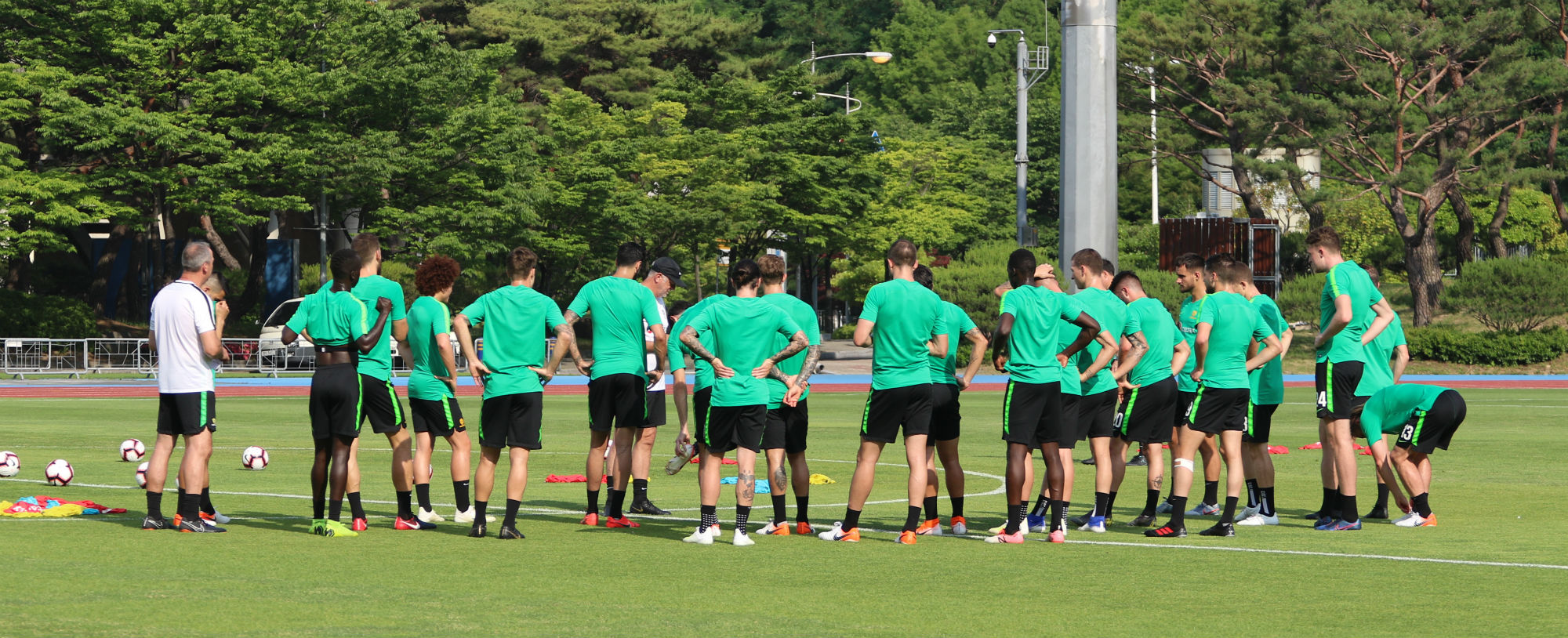Arnold addresses his team to take on Korea Republic on Friday Arnold addresses his team to take on Korea Republic on Friday