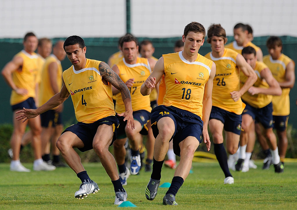 Tim Cahill and Matthew Spiranovic Tim Cahill and Matthew Spiranovic