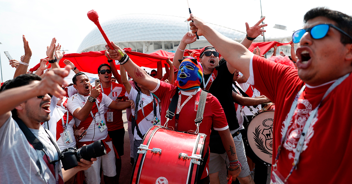 Peru fans outside the stadium