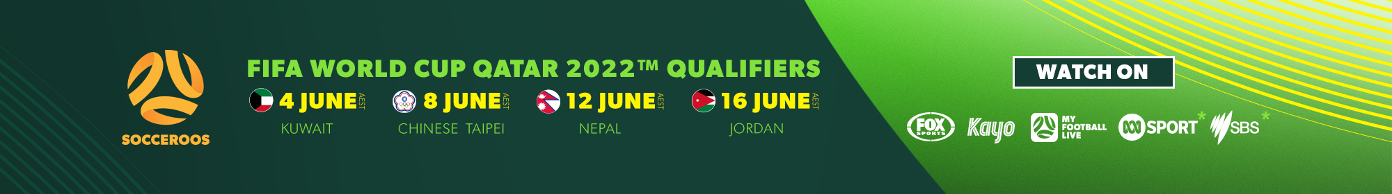 Socceroos June Games Thin Banner