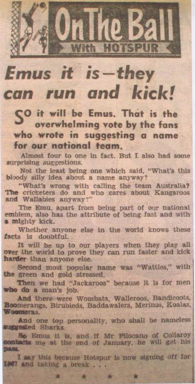 Hotspur Socceroos Name