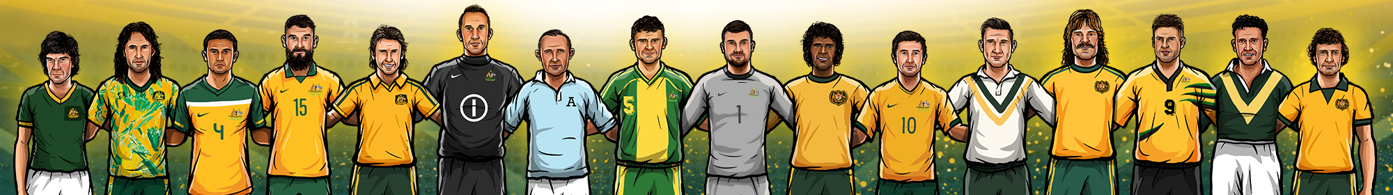 Socceroos 100 Years Illustration Thin Banner