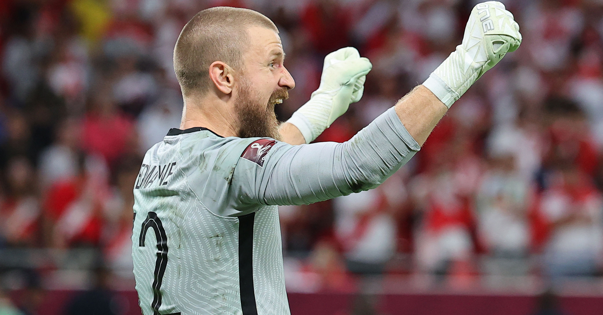Andrew Redmayne celebrates after stopping the final penalty to send Australia to the World Cup