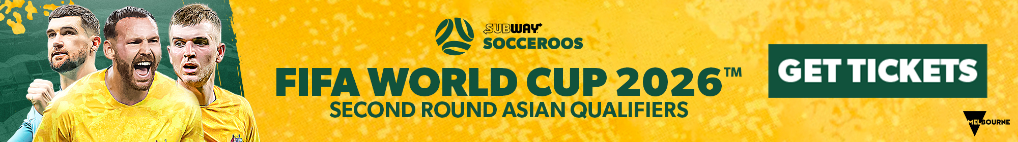 Socceroos Tickets banner v Bangladesh or Maldives