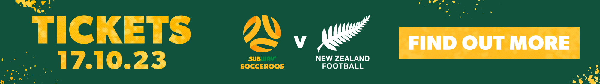 Subway Socceroos v New Zealand All Whites in London tickets thin banner