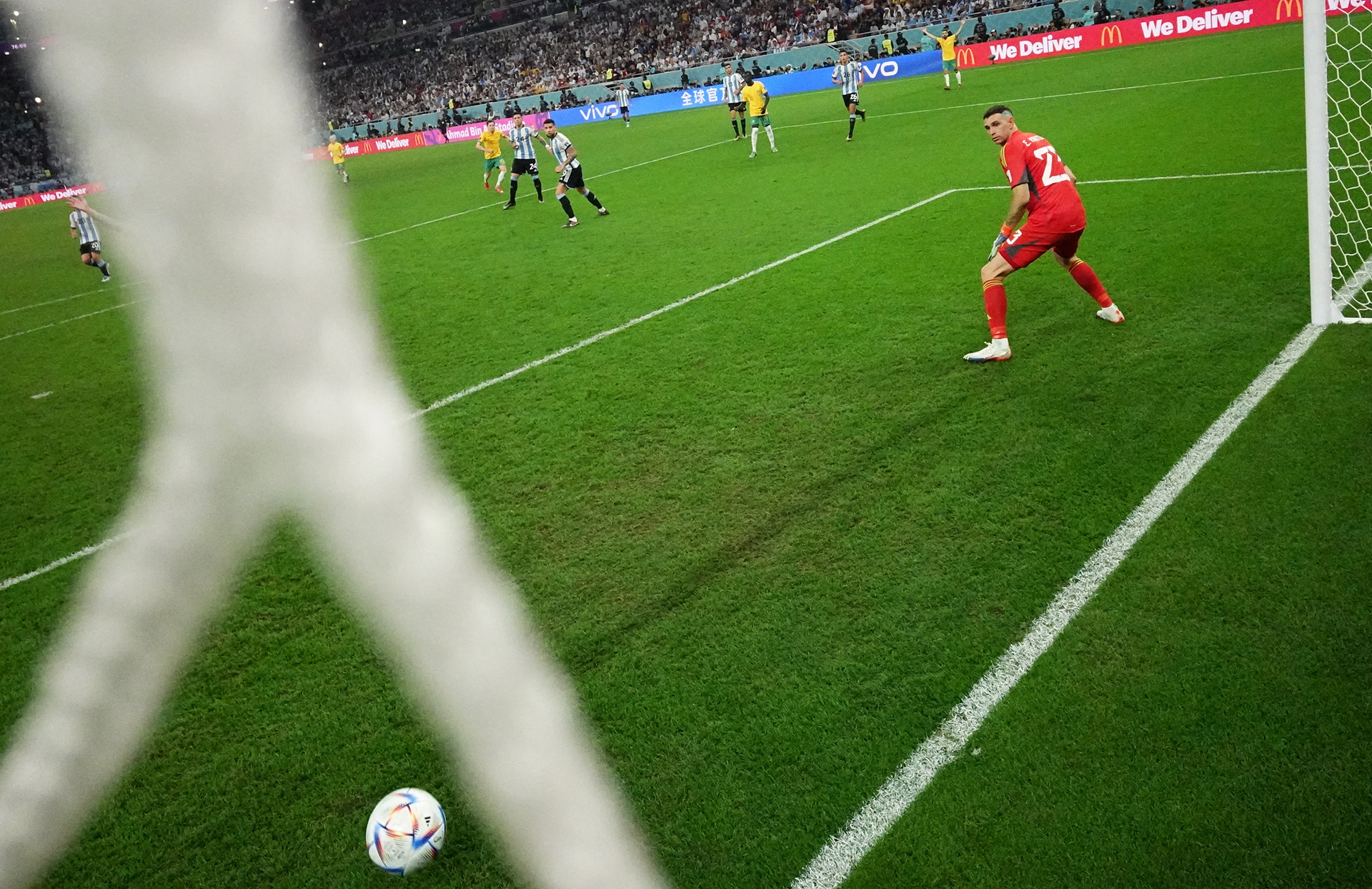 Craig Goodwin's deflected shot pulls a goal back for the Socceroos against Argentina 