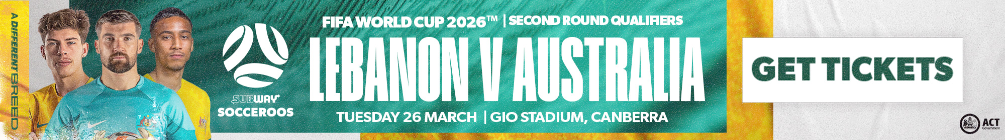 Lebanon vs Socceroos tickets banner
