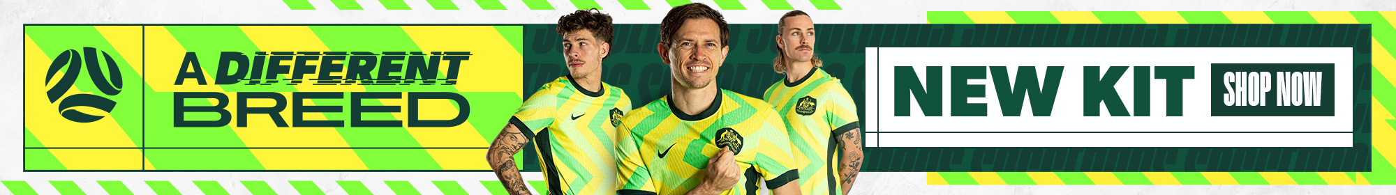 Socceroos New Kit Shop Now banner