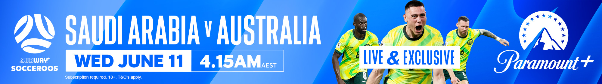 Saudi vs Australia Paramount+ thin banner