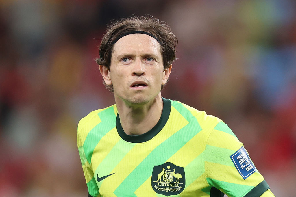 SYDNEY, AUSTRALIA - MARCH 20: Craig Goodwin of Australia looks on during the round three FIFA 2026 World Cup AFC Asian Qualifier match between Australia Socceroos and Indonesia at Allianz Stadium on March 20, 2025 in Sydney, Australia. (Photo by Mark Metcalfe/Getty Images)