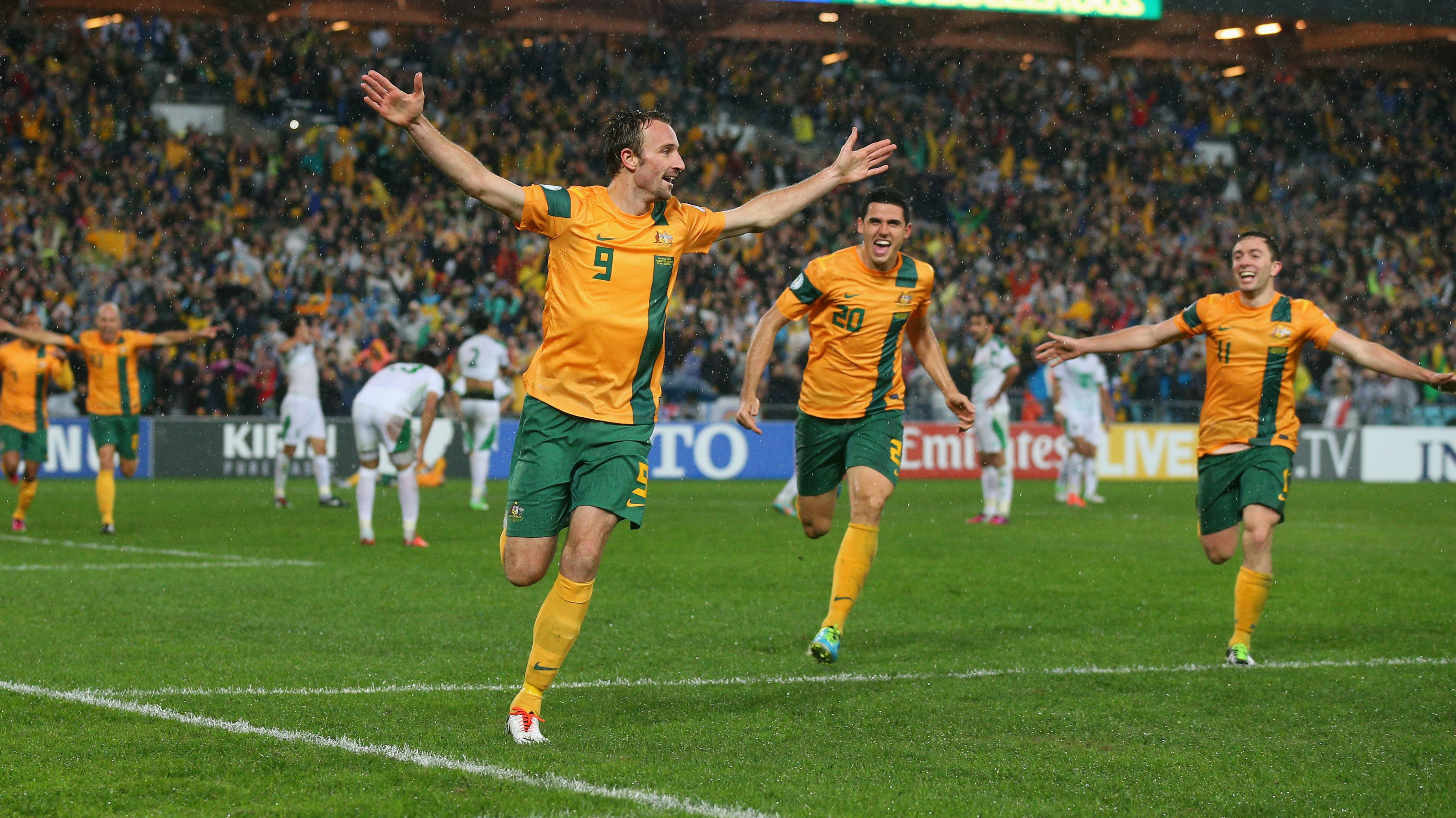 Josh Kennedy’s late goal against Iraq in Sydney booked Australia’s berth at the 2014 FIFA World Cup in Brazil.
