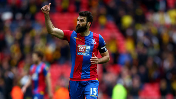 Mile Jedinak salutes the Crystal Palace fans after their FA Cup win.
