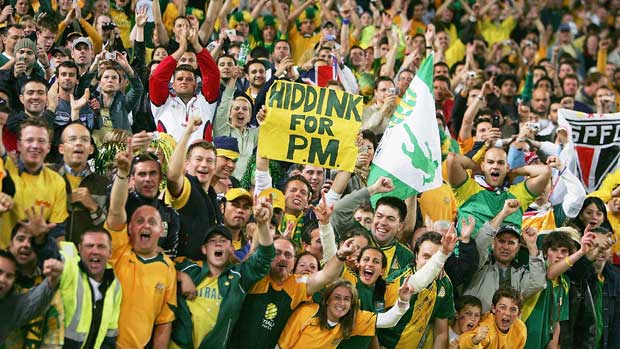 Fans at the 2005 FIFA World Cup qualifier between Australia and Uruguay.