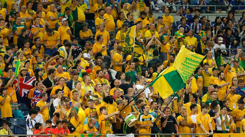 There was a small but vocal contingent of Caltex Socceroos fans showing their support inside the Saitama stadium.