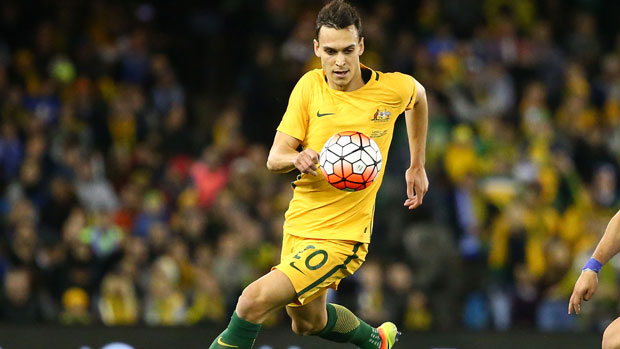 Socceroos defender Trent Sainsbury in action against Greece.