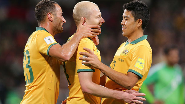 Tarek in action for the Socceroos against Bangladesh.