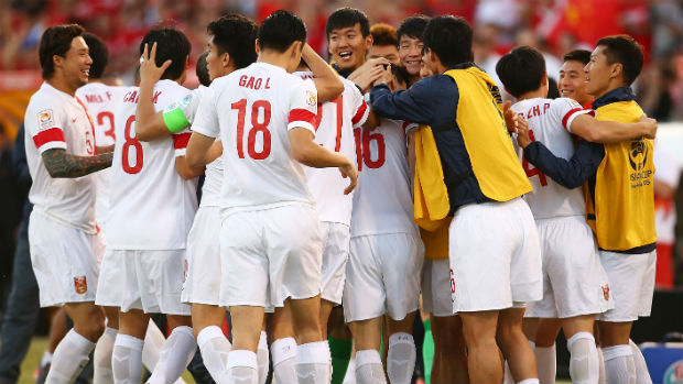 China celebrate scoring against DPR Korea in Canberra on Sunday.