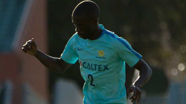 Defender Jason Geria on the training ground in Adelaide.