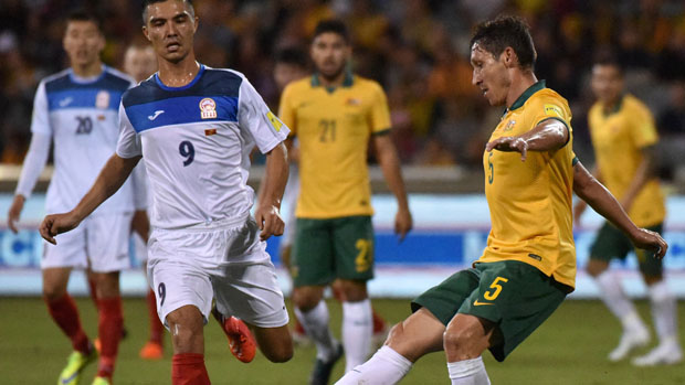 Mark Milligan on the ball against Kyrgyzstan.