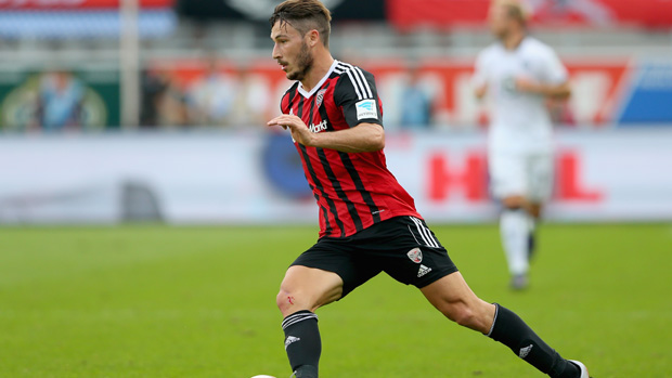 Socceroos flyer Mat Leckie on the ball for FC Ingolstadt in the Bundesliga.