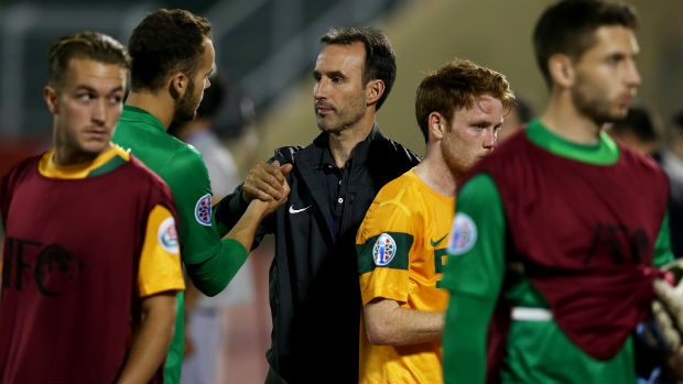 Aurelio Vidamr with the Young Socceroos at the AFC U-22 Championship.