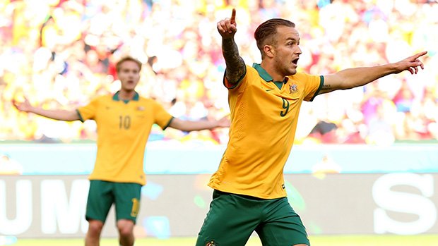 Adam Taggart in the Socceroos World Cup match against Spain. Adam Taggart in the Socceroos World Cup match against Spain.