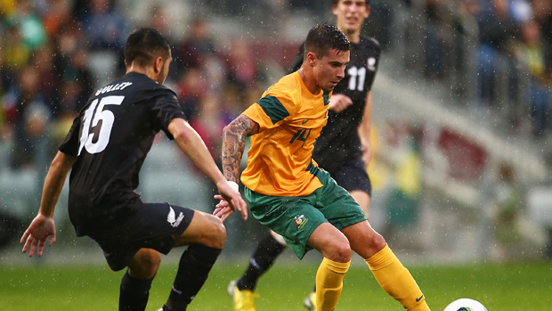 Jamie Maclaren in action for the Olyroos.