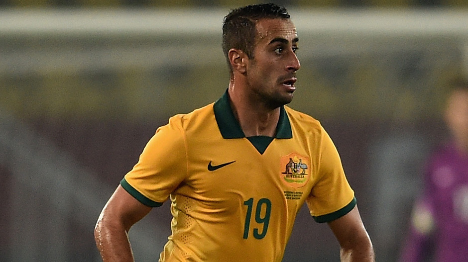Tarek Elrich controls the ball against FYR Macedonia..