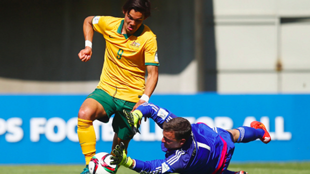 Pierce Waring has an attempt saved by the German goalkeeper