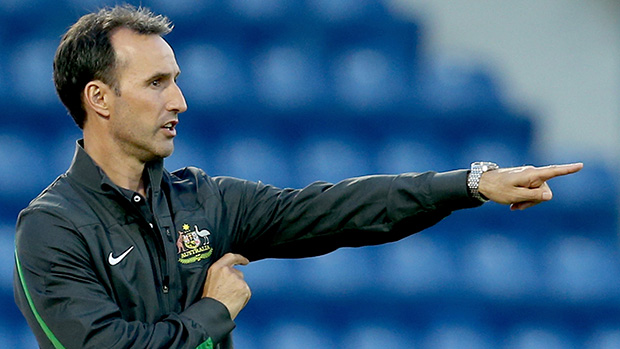 Olyroos coach Aurelio Vidmar on the sideline during the AFC U-22 Championship.