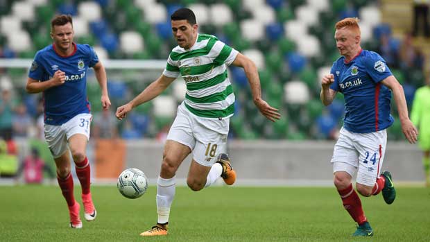 Tom Rogic against Linfield.