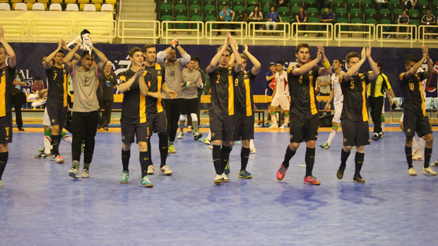 The Futsalroos acknowledge the crowd at the 2014 AFC Futsal Championship.